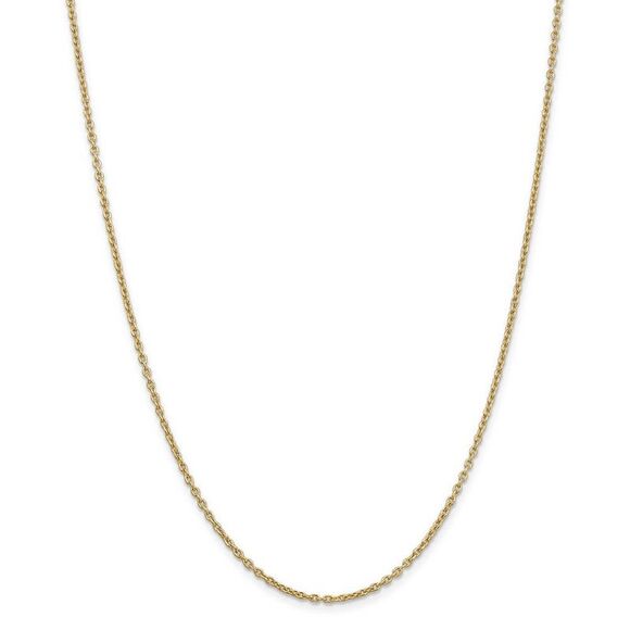2mm, 14k Yellow Gold Solid Link Cable Chain Necklace, 18 Inch - Picture 3 of 8